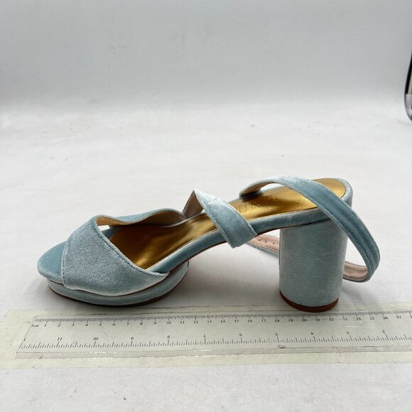 miss left Blue Chunky High Heel Platform Open Toe Crossed Ankle Strap Sandals - Picture 2 of 8